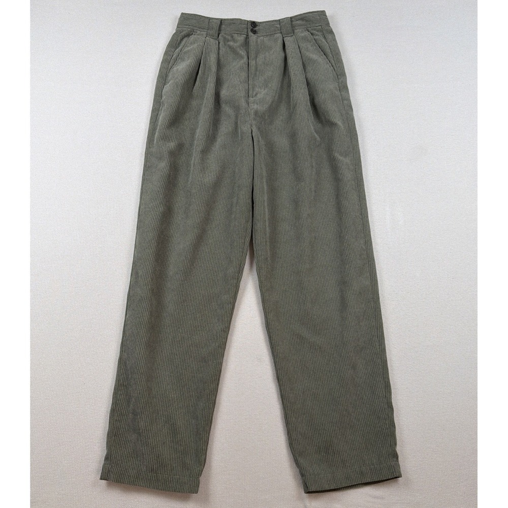Madewell Corduroy High-Rise Tapered Pants Sz 6 Olive Green Preppy Pleated NG506